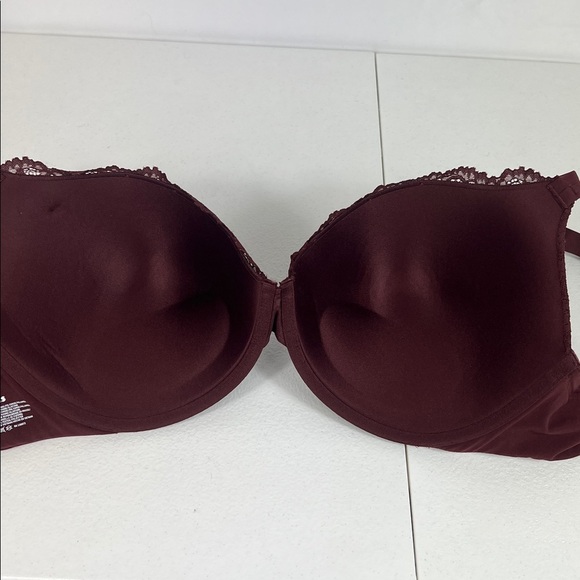 Skims 42D  Fits Everybody Lace Push Up Bra Demi Oxblood NWT - Picture 7 of 8